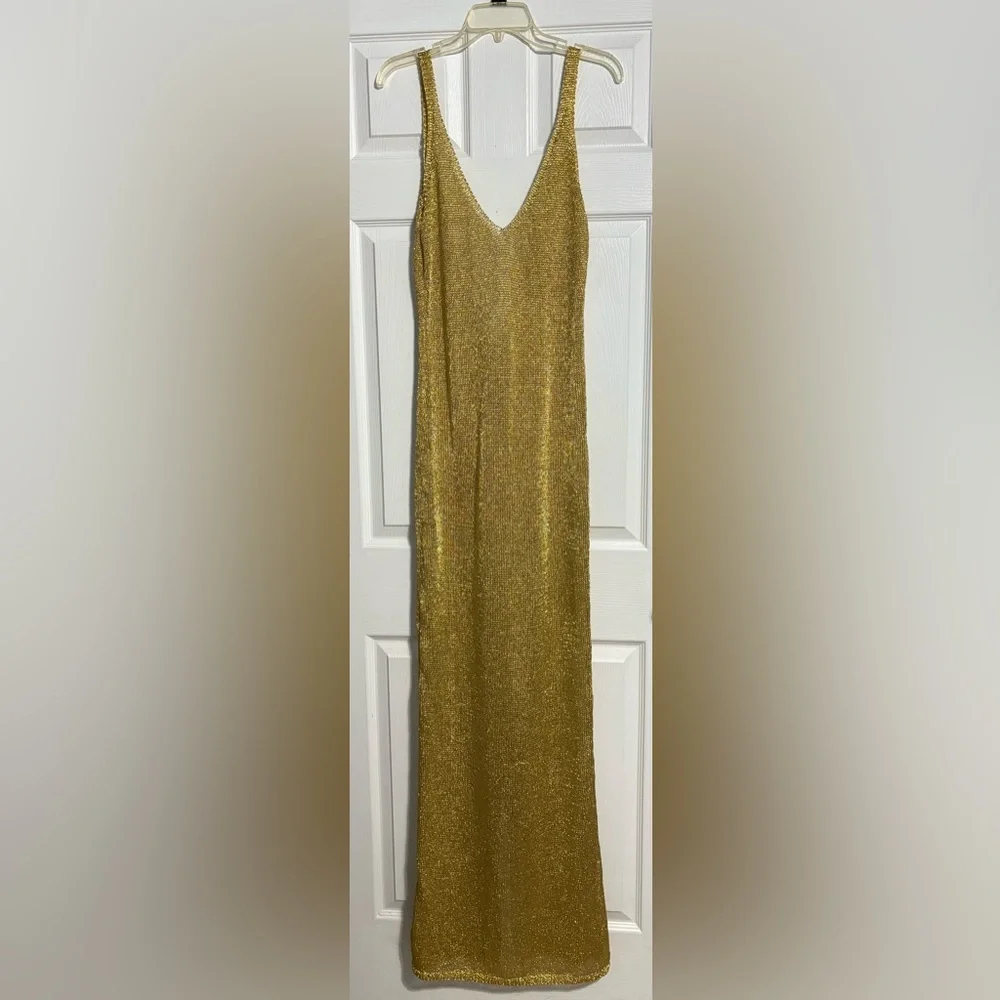 Sale!!! Fashion Nova Glittering Gold Maxi Dress - Picture 5 of 6